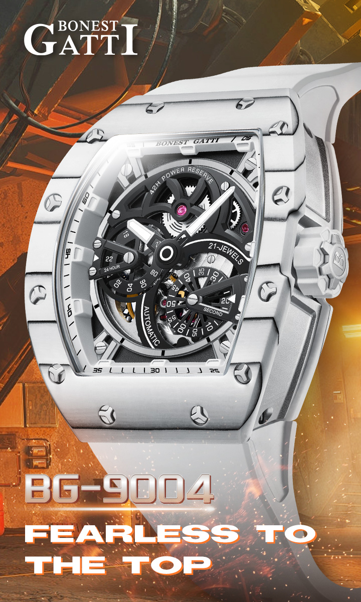 BONEST GATTI Men's Automatic Watch Tonneau Transaprent